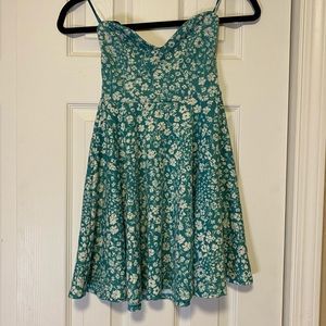 Turquoise flower mini dress xs